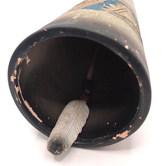 Vintage Native American Ceramic Pottery Bell Hand Painted Handpainted & Engraved - Picture 9 of 11